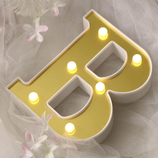 3D Marquee Letter "B" Warm White 6 LED Lights Gold - Chic Light-Up Decor for Events 6" LED PROstorez Default Title