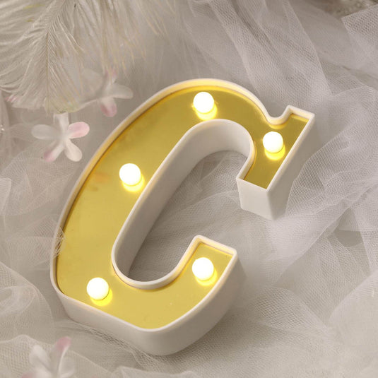 3D Marquee Letter "C" Warm White 5 LED Lights Gold - Chic Light-Up Decor for Events 6" LED PROstorez Default Title