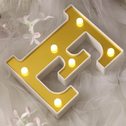 3D Marquee Letter "E" Warm White 6 LED Lights Gold - Chic Light-Up Decor for Events 6" LED PROstorez Default Title