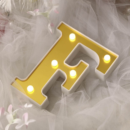 3D Marquee Letter "F" Warm White 5 LED Lights Gold - Chic Light-Up Decor for Events 6" LED PROstorez Default Title