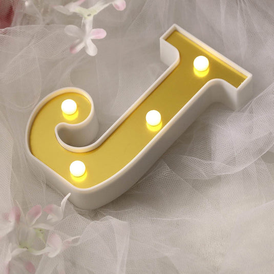 3D Marquee Letter "J" Warm White 4 LED Lights Gold - Chic Light-Up Decor for Events 6" LED PROstorez Default Title