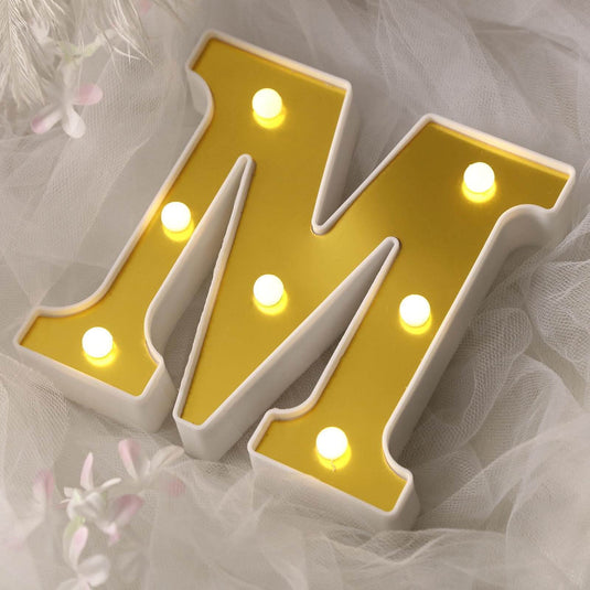 3D Marquee Letter "M" Warm White 7 LED Lights Gold - Chic Light-Up Decor for Events 6" LED PROstorez Default Title