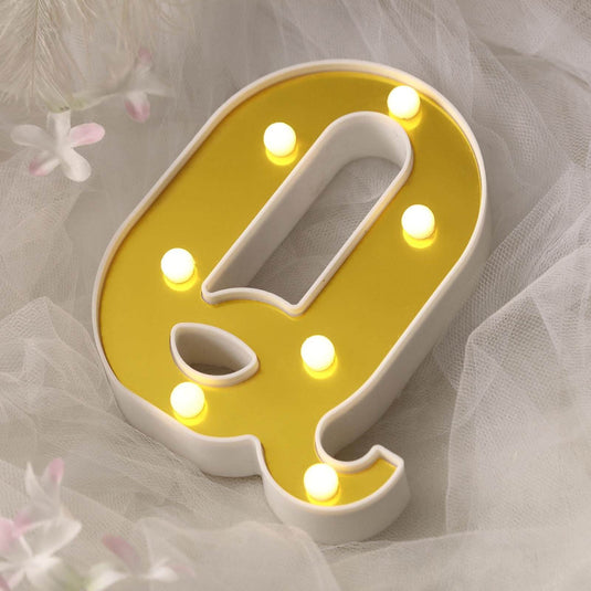 3D Marquee Letter "Q" Warm White 7 LED Lights Gold - Chic Light-Up Decor for Events 6" LED PROstorez Default Title