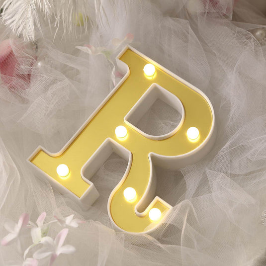 3D Marquee Letter "R" Warm White 6 LED Lights Gold - Chic Light-Up Decor for Events 6" LED PROstorez Default Title