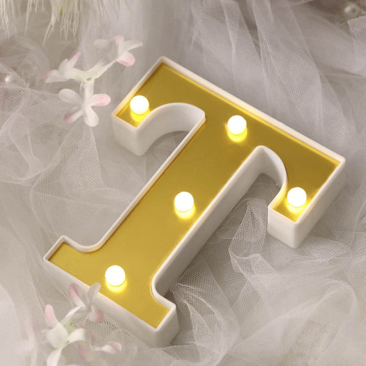 3D Marquee Letter "T" Warm White 5 LED Lights Gold - Chic Light-Up Decor for Events 6" LED PROstorez Default Title