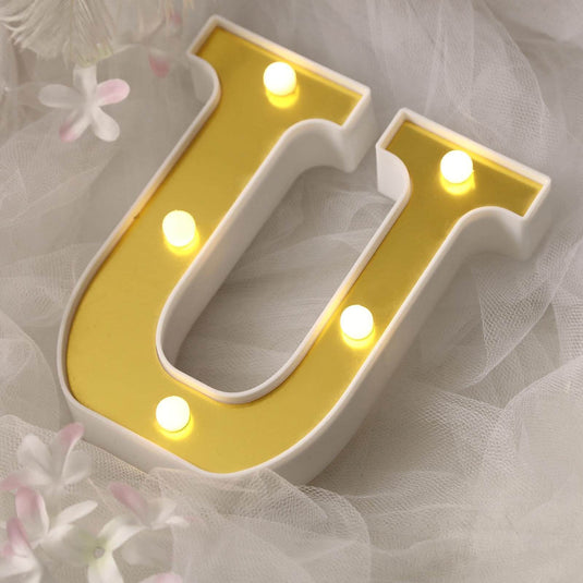 3D Marquee Letter "U" Warm White 5 LED Lights Gold - Chic Light-Up Decor for Events 6" LED PROstorez Default Title