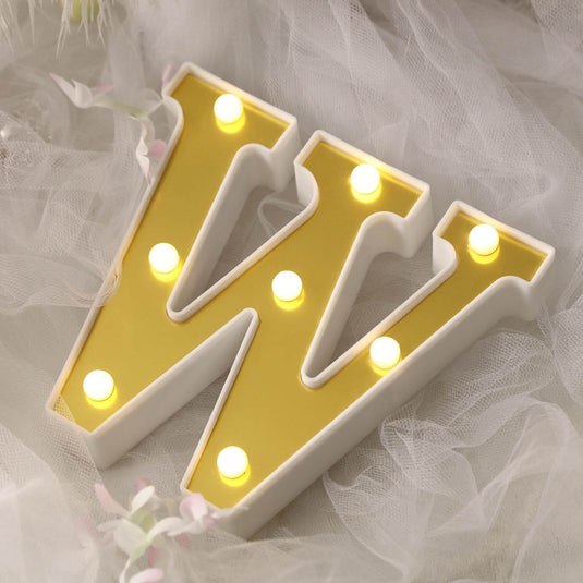 3D Marquee Letter "W" Warm White 8 LED Lights Gold - Chic Light-Up Decor for Events 6" LED PROstorez Default Title