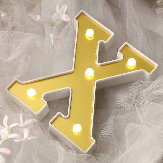 3D Marquee Letter "X" Warm White 5 LED Lights Gold - Chic Light-Up Decor for Events 6" LED PROstorez Default Title