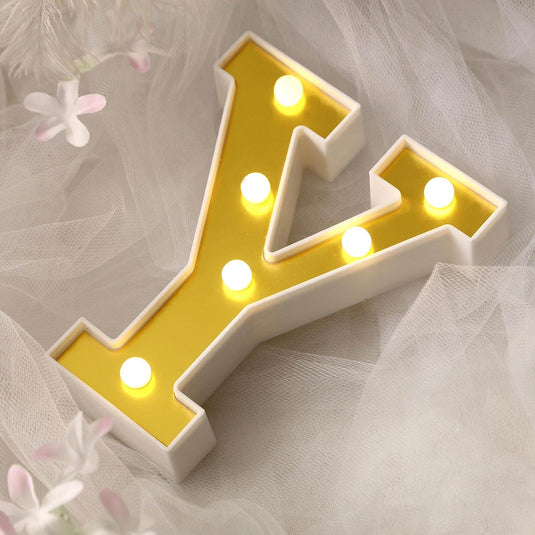 3D Marquee Letter "Y" Warm White 6 LED Lights Gold - Chic Light-Up Decor for Events 6" LED PROstorez Default Title