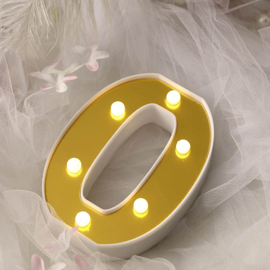 3D Marquee Number "0" Warm White 6 LED Lights Gold - Stylish Light-Up Accent for Events 6" LED PROstorez Default Title