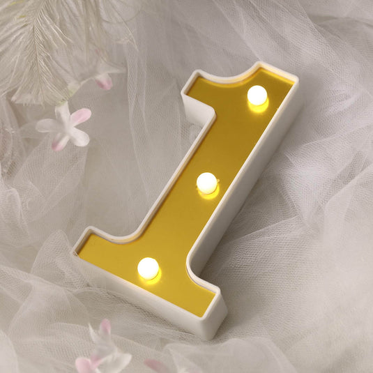 3D Marquee Number "1" Warm White 3 LED Lights Gold - Stylish Light-Up Accent for Events 6" LED PROstorez Default Title