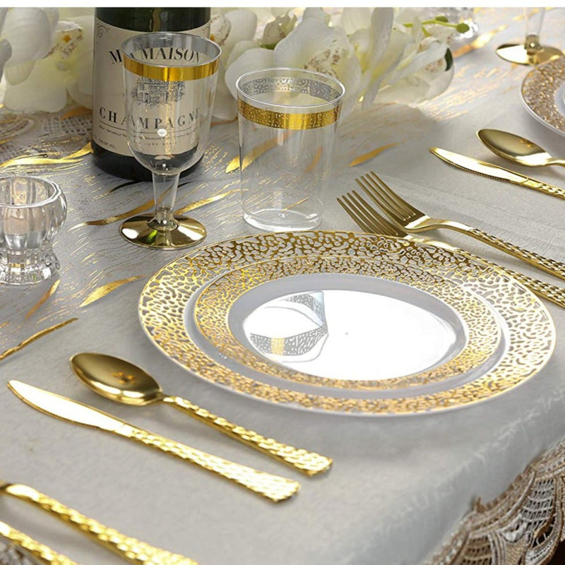 Load image into Gallery viewer, Glamour Collection Extra Heavyweight Disposable Knives Gold Tablesettings Decorline
