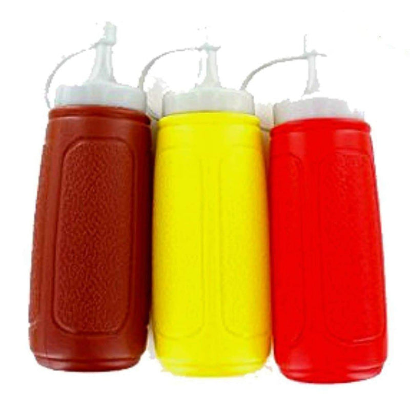 Load image into Gallery viewer, Picnic Table Dispenser Ketchup and Mustard Squeeze 3 Bottles Set 12oz Tablesettings VeZee
