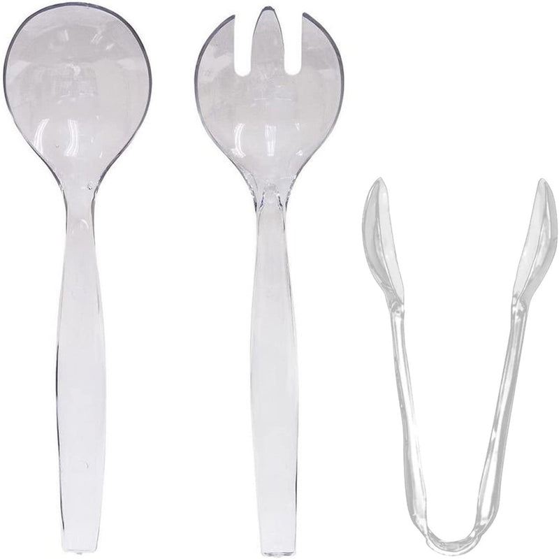 Load image into Gallery viewer, Plastic Serving Utensils, Heavy Duty Clear Disposable Utensils, Set of 3 Each in One, 9 Pieces Serverware Vezee
