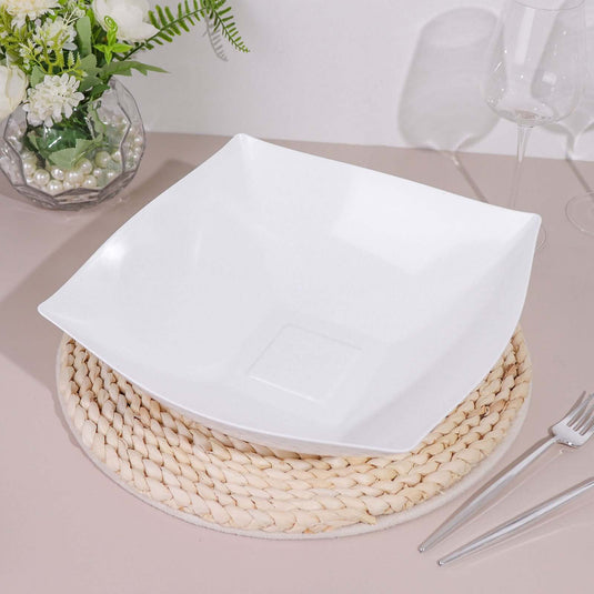 4-Pack Plastic Salad Bowls Large Square White - Durable Disposable Serving Dishes for Parties 128oz Disposables PROstorez Default Title