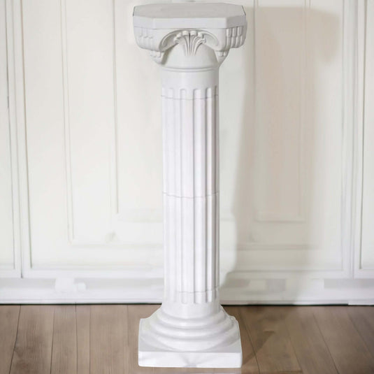 4 Pack 34" White Height Adjustable Empirical Roman Inspired Pedestal Column Plant Stand - PVC Backdrops PROstorez Default Title