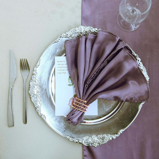 4 Pack Satin 20"x20" Napkins Violet Amethyst - Luxurious Shine & Smooth Dinner Napkins Napkins PROstorez Default Title