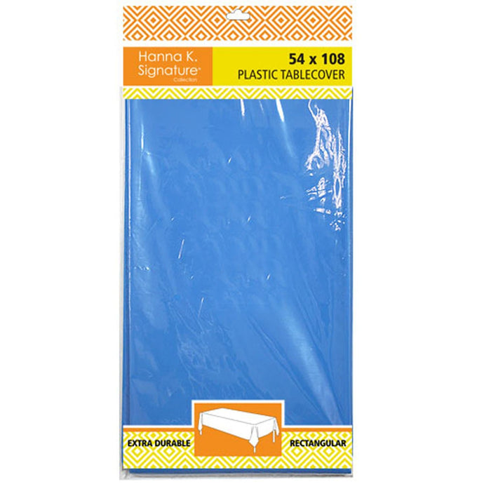 Disposable Plastic Premium Tablecloth Heavyweight Rectangle Medium Blue 54