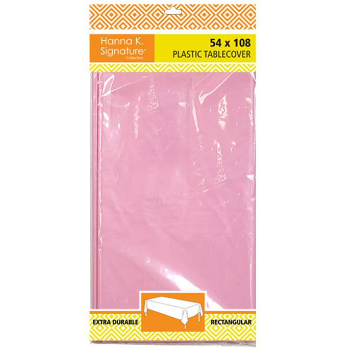 Disposable Plastic Premium Tablecloth Heavyweight Rectangle Medium Pink 54