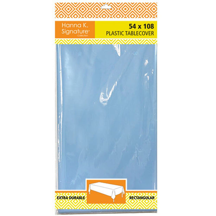 Disposable Plastic Premium Tablecloth Heavyweight Rectangle Light Blue 54