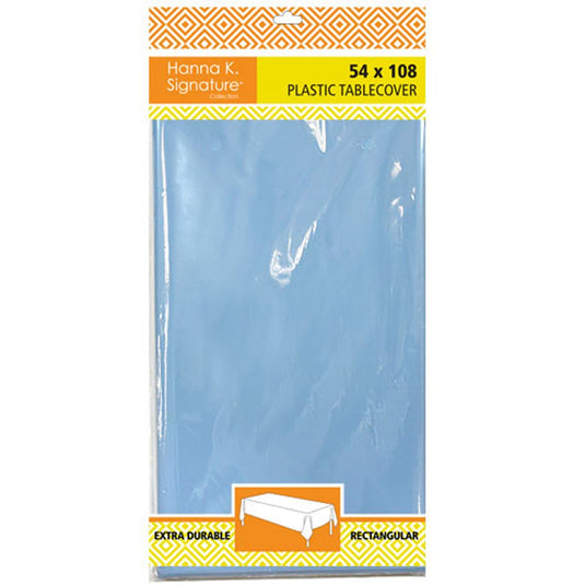 Disposable Plastic Premium Tablecloth Heavyweight Rectangle Light Blue 54" x 108" Tablesettings VeZee