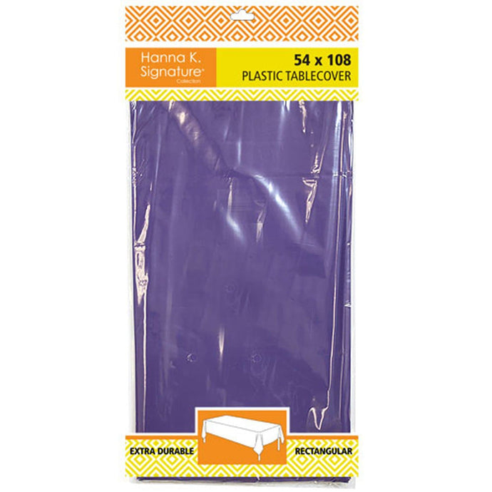 Disposable Plastic Premium Tablecloth Heavyweight Rectangle Purple 54