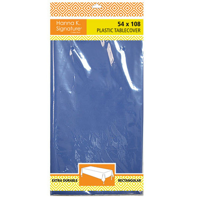 Disposable Plastic Premium Tablecloth Heavyweight Rectangle Blue 54