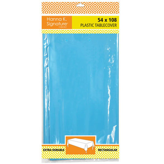 Disposable Plastic Premium Tablecloth Heavyweight Rectangle Island Blue 54