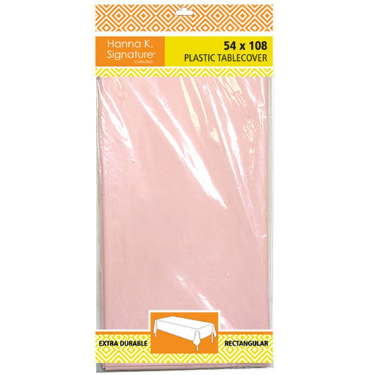 Disposable Plastic Premium Tablecloth Heavyweight Rectangle Light Pink 54