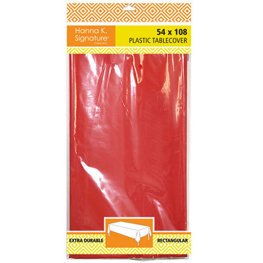 Disposable Plastic Premium Tablecloth Heavyweight Rectangle Red 54