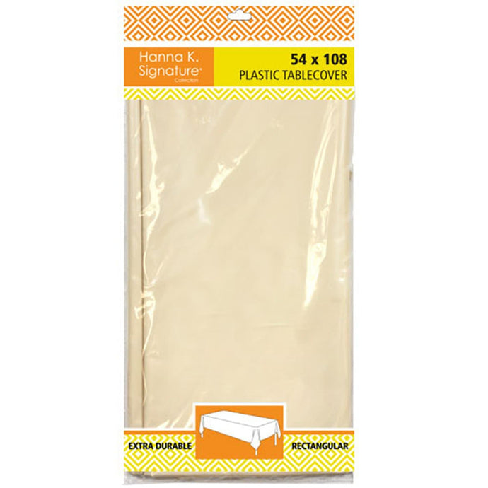 Disposable Plastic Premium Tablecloth Heavyweight Rectangle Ivory 54