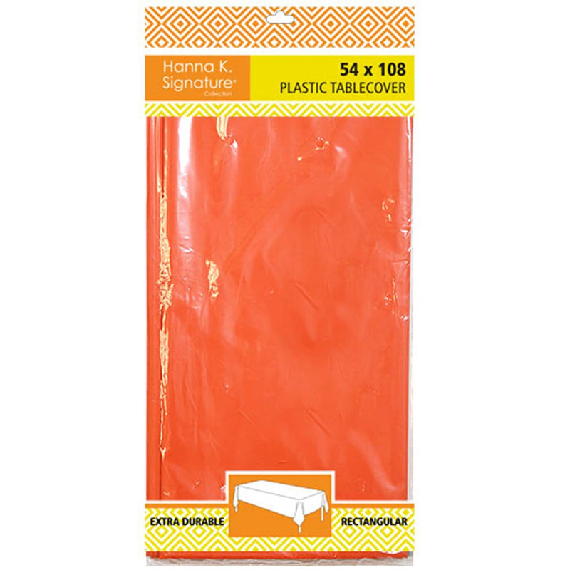 Load image into Gallery viewer, Disposable Plastic Premium Tablecloth Heavyweight Rectangle Orange 54&quot; x 108&quot; Tablesettings VeZee
