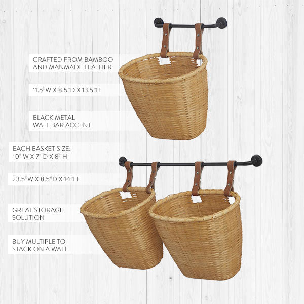 Load image into Gallery viewer, Farmhouse Bamboo Basket Wall Shelf, Pick Your Size General UMA
