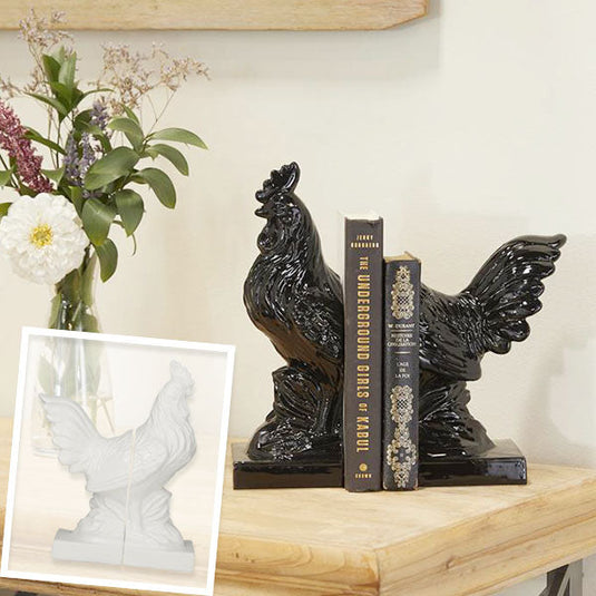 Sculpted Rooster Bookends, Pick Your Color General UMA