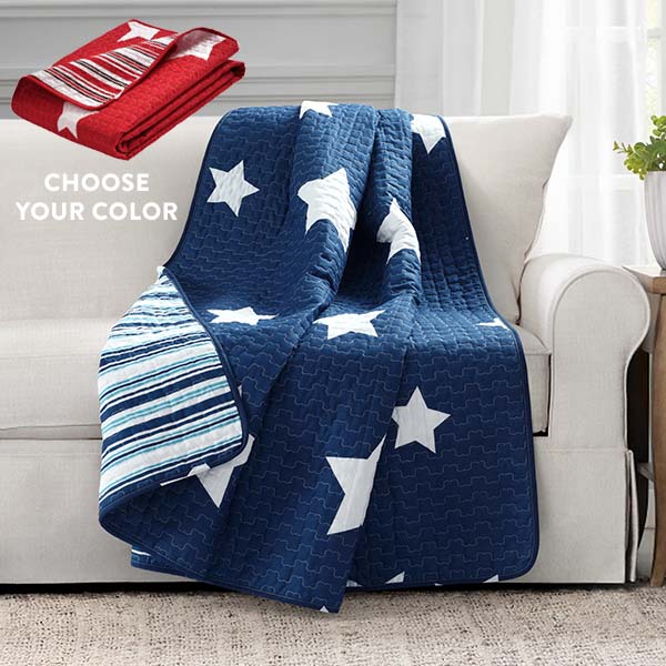 Load image into Gallery viewer, Reversible Patriotic Star Throw Blanket, Pick Your Color General THF
