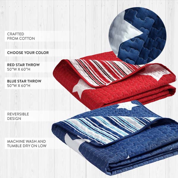 Load image into Gallery viewer, Reversible Patriotic Star Throw Blanket, Pick Your Color General THF
