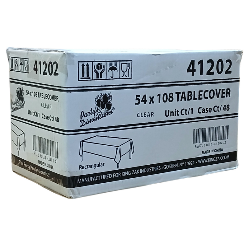 Load image into Gallery viewer, *WHOLESALE* Tablecover Plastic Clear Rectangular 54&#39;&#39; X 18&#39;&#39;: 48CT Table Cover Party Dimensions
