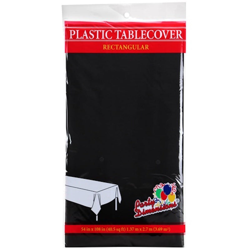 Load image into Gallery viewer, *WHOLESALE* Tablecover Plastic Black Rectangular 54&#39;&#39; X 108&#39;&#39;: 48CT Table Cover Party Dimensions
