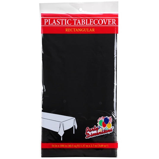 *WHOLESALE* Tablecover Plastic Black Rectangular 54'' X 108'': 48CT Table Cover Party Dimensions