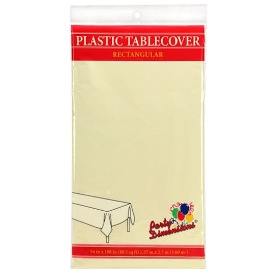 *WHOLESALE* Tablecover Plastic Ivory Rectangular 54'' X 108'': 48CT Table Cover Party Dimensions