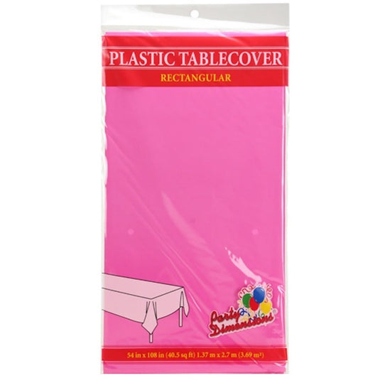 *WHOLESALE* Tablecover Plastic Hot Pink Rectangular 54'' X 108'': 48CT Table Cover Party Dimensions