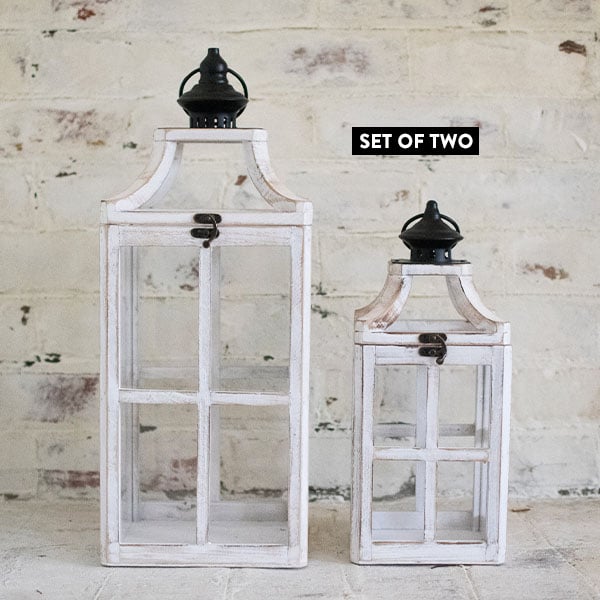 Distressed Whitewashed Window Frame Lanterns, Set of 2 Whats trending ABH