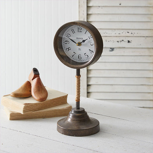 Jute Wrapped Vintage-Inspired Tabletop Clock General CT