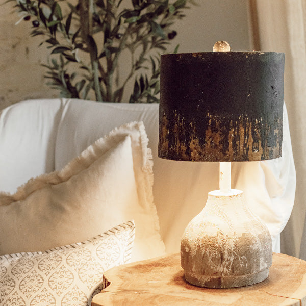 Wood Base Tabletop Lamp with Metal Splatter Shade Whats trending CT