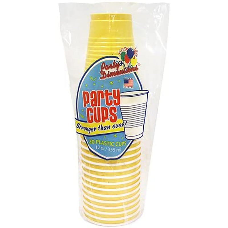 Load image into Gallery viewer, Sunshine Yellow Co-Ex Plastic Cup 12 oz Cups Party Dimensions
