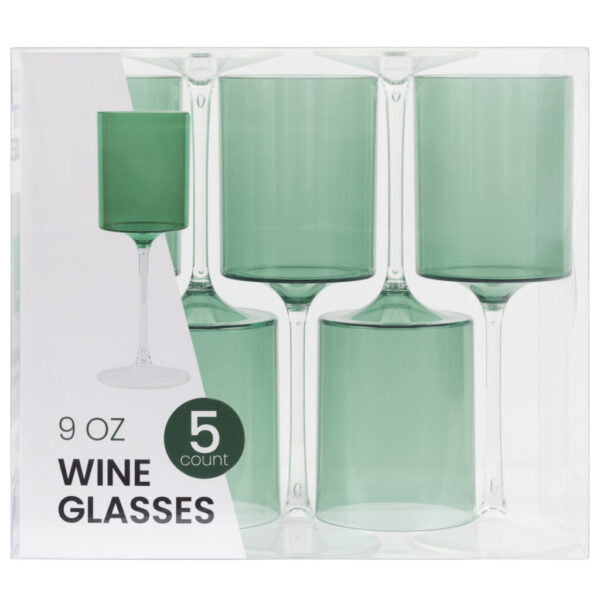 Load image into Gallery viewer, Two Tone 9 Oz Green/Clear Plastic Wine Goblets Wine Goblets Blue Sky
