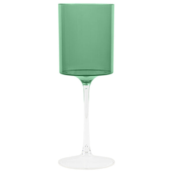 Two Tone 9 Oz Green/Clear Plastic Wine Goblets Wine Goblets Blue Sky