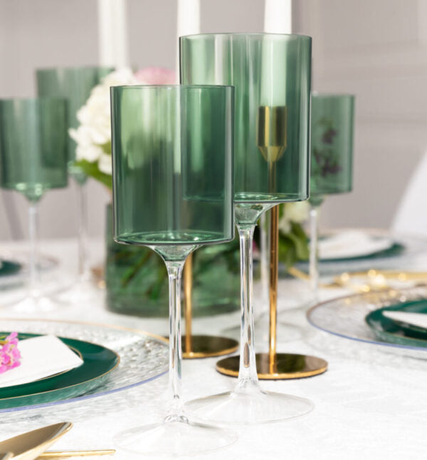 Load image into Gallery viewer, Two Tone 9 Oz Green/Clear Plastic Wine Goblets Wine Goblets Blue Sky
