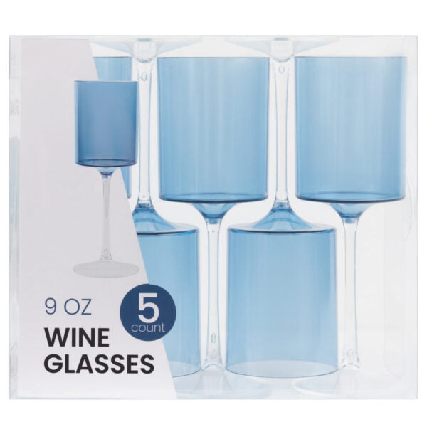 Load image into Gallery viewer, Two Tone 9 Oz Blue/Clear Plastic Wine Goblets Wine Goblets Blue Sky
