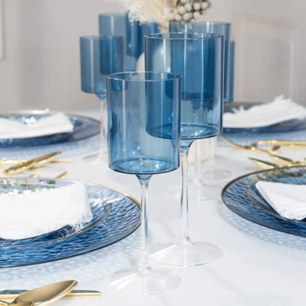 Load image into Gallery viewer, Two Tone 9 Oz Blue/Clear Plastic Wine Goblets Wine Goblets Blue Sky
